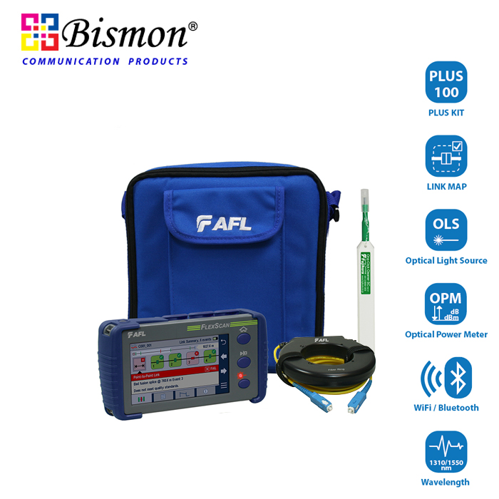 Flexscan-FS200-100-Plus-Kit-1310-1550nm-OLS-OPM-BT-WiFi-Includes-BAS-Kit-plus-150-m-SMF-Fiber-Ring-One-Click-Cleaner-upgrade-to-TRM-3-0-Advanced-user-selected-soft-or-hard-carry-case